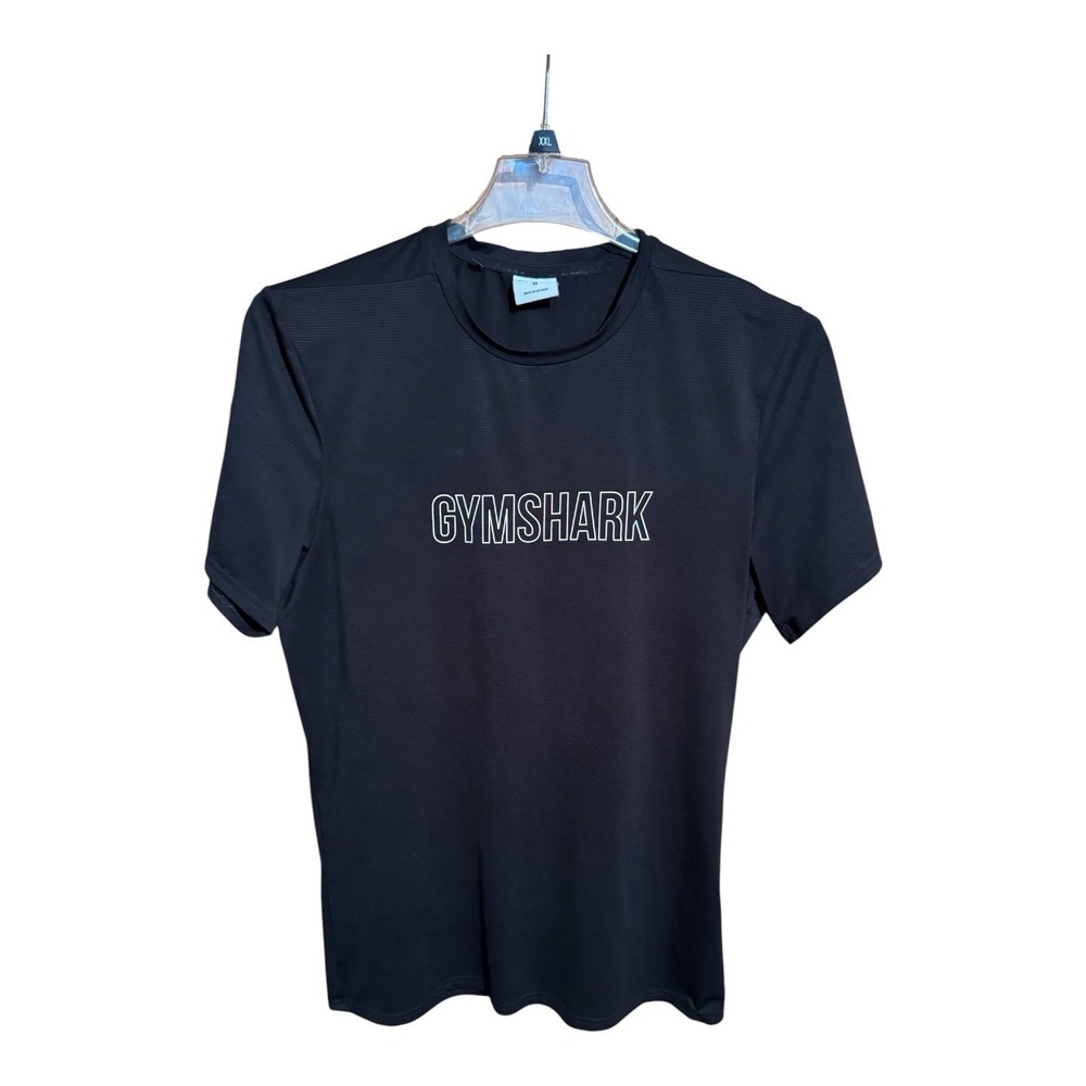 Men's Gymshark Sz M Black Logo Crew Neck Athletic Shirt Short Sleeve